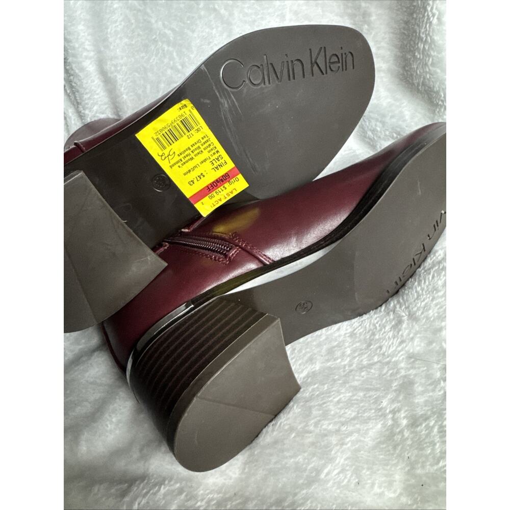 Calvin Klein Women's Jasen Buckle Strap Block Heel Booties Dark Red Sz 5.5 M NIB - Picture 8 of 8